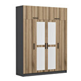 Minar Kale 4 Kapaklı 2 Aynalı 2 Ç Dolap Ve Yüklük Antrasit Dore 235CM