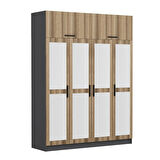 Minar Kale 4 Kapaklı 4 Aynalı 2 Ç Dolap ve Yüklük Antrasit Dore 235CM