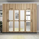 Minar Kale 6 Kapaklı 4 Aynalı 2 Ç Dolap Ve Yüklük Antrasit Dore 235CM