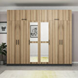 Minar Kale 6 Kapaklı 2 Aynalı 4 Ç Dolap Ve Yüklük Antrasit Dore 235CM