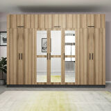 Minar Kale 7 Kapaklı 3 Aynalı 2 Ç Dolap Ve Yüklük Antrasit Dore 235CM