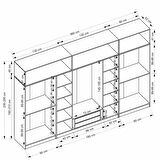 Minar Kale 8 Kapaklı 4 Aynalı 2 Ç Dolap Ve Yüklük Antrasit Dore 235CM
