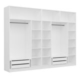 Minar Kale 7 Kapaklı 3 Aynalı 4 Ç Dolap Ve Yüklük Beyaz Antrasit 255CM