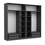 Minar Kale 6 Kapaklı 4 Çekmeceli Dolap Ve Yüklük Antrasit 255CM