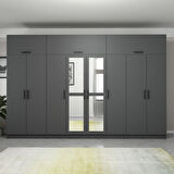 Minar Kale 8 Kapaklı 2 Aynalı 2 Ç Dolap Ve Yüklük Antrasit 255CM