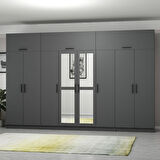 Minar Kale 8 Kapaklı 2 Aynalı 2 Ç Dolap Ve Yüklük Antrasit 255CM