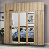 Minar Kale 5 Kapaklı 3 Aynalı 2 Ç Dolap Ve Yüklük Antrasit Dore 255CM