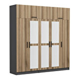 Minar Kale 5 Kapaklı 3 Aynalı 2 Ç Dolap Ve Yüklük Antrasit Dore 255CM