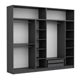 Minar Kale 6 Kapaklı 2 Aynalı 2 Ç Dolap Ve Yüklük Antrasit Dore 255CM