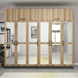 Minar Kale 6 Kapaklı 6 Aynalı 2 Ç Dolap Ve Yüklük Antrasit Dore 255CM