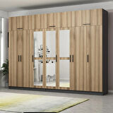 Minar Kale 7 Kapaklı 3 Aynalı 4 Ç Dolap Ve Yüklük Antrasit Dore 255CM