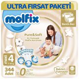 Molfix Pure Soft 4 Numara Maxi 344'lü Bel Bantlı Bez