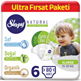 Sleepy Natural Bebek Bezi 6 Beden Ultra Fırsat Paketi 80'li  