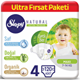 Sleepy Natural 4 Numara Maxi 120'li Cırtlı Bez