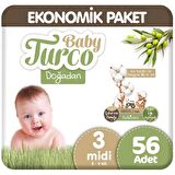 Baby Turco Doğadan 3 Numara Midi 56'lı Bel Bantlı Bez