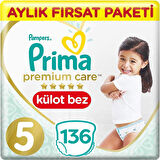 Prima Premium Care Bebek Külot Bezi 5 Beden 34x4 136 Adet