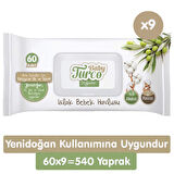 Baby Turco Doğadan Yenidoğan Islak Havlu Mendil 60x9 540 Yaprak