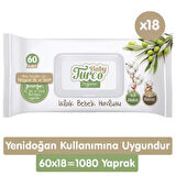 Baby Turco Doğadan Yenidoğan Islak Havlu Mendil 60x18 1080 Yaprak