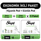 Sleepy Natural Ultra Ped Gece 18 Adet + Uzun Günlük Ped 32 Adet x5 Paket