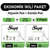 Sleepy Natural Ultra Ped Uzun 20 Adet + Uzun Günlük Ped 32 Adet x5 Paket