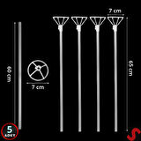60cm Balon Çubuğu ve Takma Aparatı Seti, Balon Hariç - 5 Set