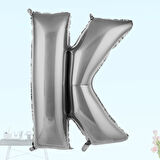 K Harf Folyo Balon, 100 cm - Gümüş