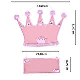 Taçlı İsimlikli Ahşap Kapı Süsü, Pembe