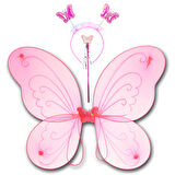 Kelebek Kanat, Asa ve Taç 3'lü Set - Pembe