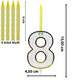 8 Rakam Şeffaf Mumluk ve 4 adet MuM