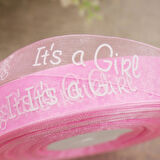 Organze Kurdele, Boy / Girl - 2,5 cm x 23 mt - Renk Seçenekli - PEMBE