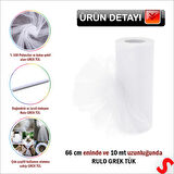 SüSLeme Tülü Grek Tül Rulo, 66 cm x 10 mt - Beyaz