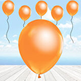 Metalik Parlak Balon, 10 Adet - Turuncu