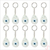 Epoksi Nazarlı Anahtarlık, Gümüş - 10 Adet