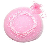 Büzgülü Kese, 24 cm Pullu Organze, 25 Adet - Pembe