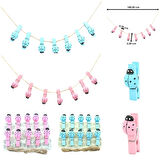 İpli ve Uğur Böcekli Mandal - ( 10 Adet ) MAVİ