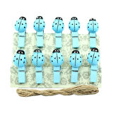 İpli ve Uğur Böcekli Mandal - ( 10 Adet ) MAVİ