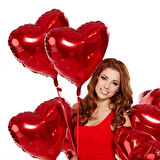 Kalp Folyo Balon, 45 cm - Gümüş