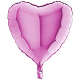 Kalp Folyo Balon, 45 cm - Fuşya