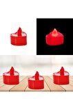 Led Işıklı Pilli Tealight Kalp Mum, 4 Cm X 2 Cm - Kırmızı Işık