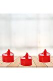 Led Işıklı Pilli Tealight Kalp Mum, 4 Cm X 2 Cm - Kırmızı Işık