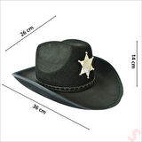 Kovboy Şerif Şapkası 36x26x14cm - Siyah