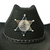 Kovboy Şerif Şapkası 36x26x14cm - Siyah