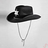 Kovboy Şerif Şapkası 36x26x14cm - Siyah