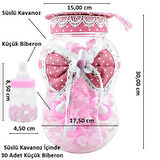 Süslü Büyük Kavanoz ve Biberon Seti, 30 Adet, Pembe