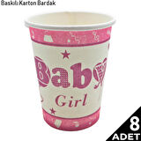 Baby Shower Karton Bardak, Pembe - 8 Adet