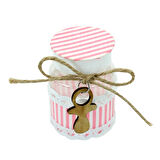 Çizgi Desenli Plastik Kavanoz, Pembe