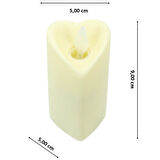 Hareketli Alev Pilli Led Kalp MuM, 9 cm x 5 cm - Krem