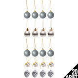 Yılbaşı Ağacı 20 Parça SüSleme Seti - Gümüş