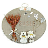 Kuru Çiçek Tanzimli, Jüt Kumaş, İsimli Oval Kapı Süsü