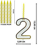 2 Rakam Şeffaf Mumluk ve 4 adet MuM